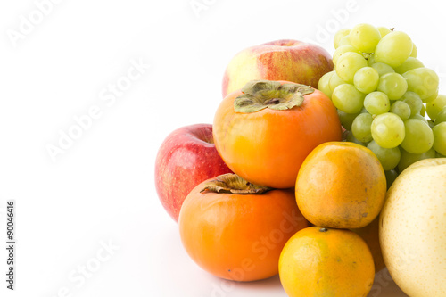 mix fruits on white background