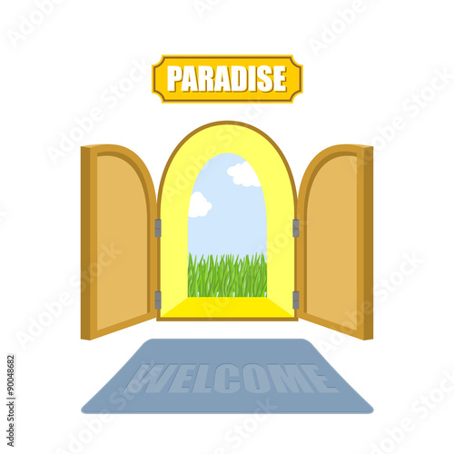 Gates of paradise on a white background. Entrance to paradise. A