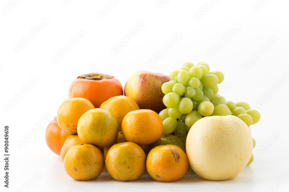 mix fruits on white background mix fruits on white background