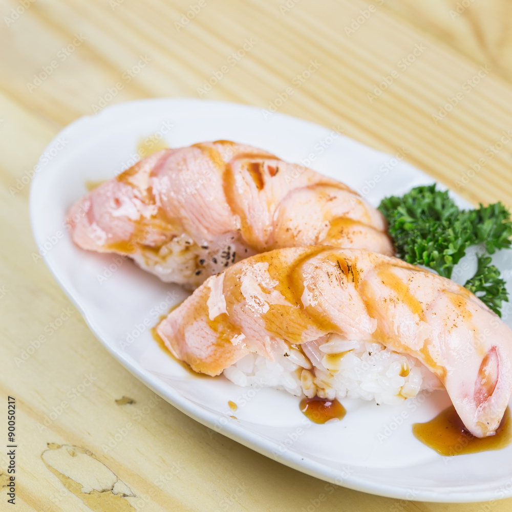Traditional japanese food on wooden table Traditional japanese food on wooden table