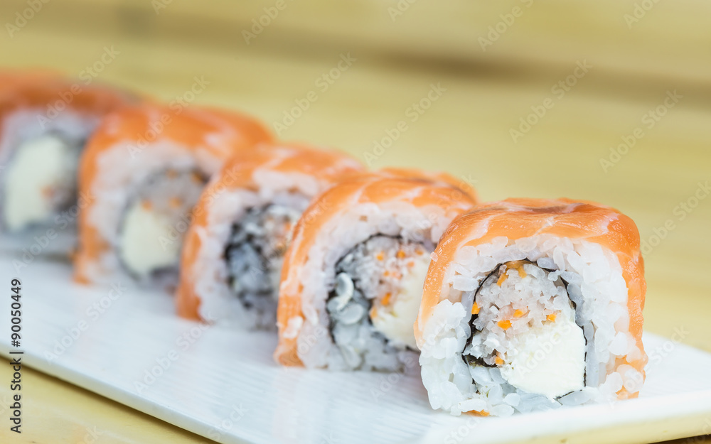 Traditional japanese food on wooden table