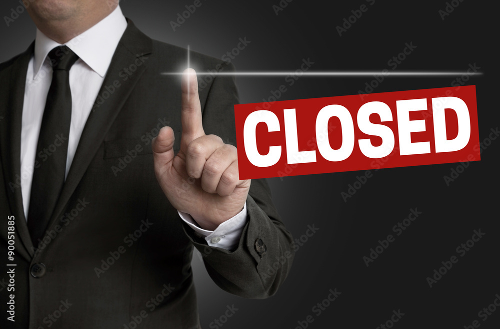 closed touchscreen is operated by businessman concept closed touchscreen is operated by businessman concept