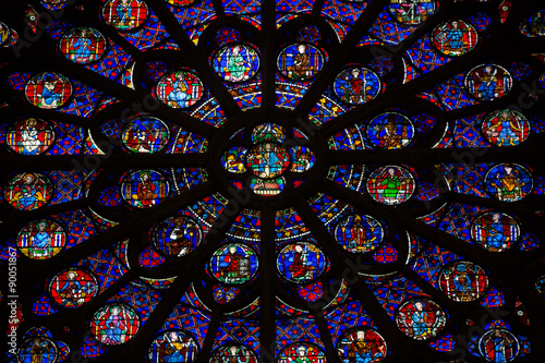 Paris, Notre Dame Cathedral. South transept rose window. Paris, France