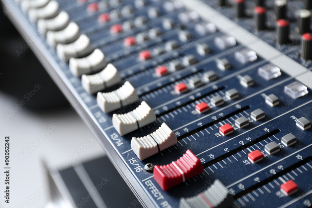 sound music mixer control panel close up sound music mixer control panel close up