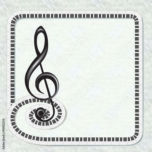 Musical poster with treble clef and keyboard frame
