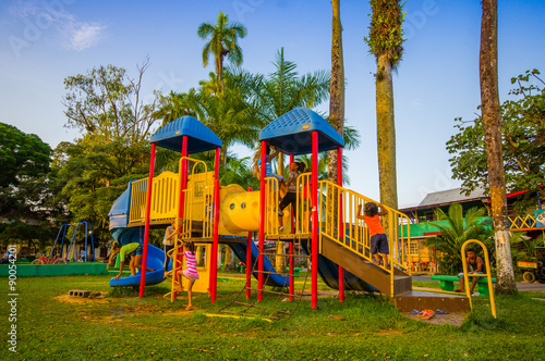 Wallpaper Mural PANAMA, PANAMA - APRIL 16, 2015:  Street view of Isla Colon which is the most populated island in the Bocas del Toro Torontodigital.ca