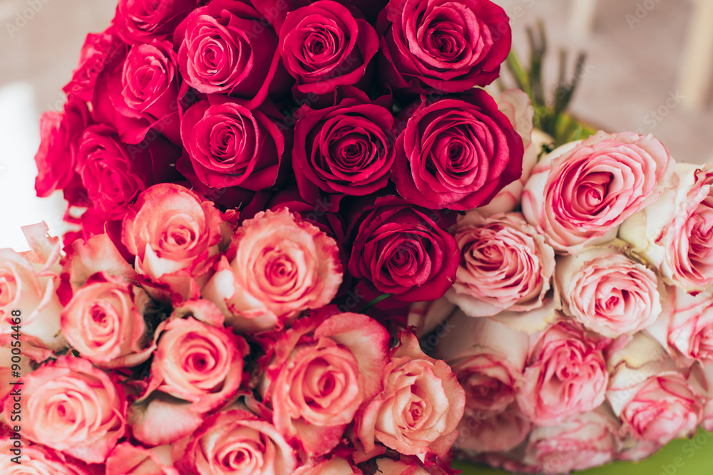 Bouquet of roses close up. Background.