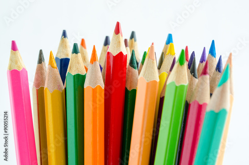 colored pencils on white background