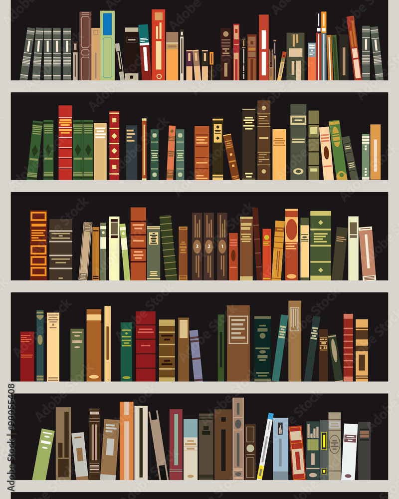 Naklejka premium vector bookshelf vector flat style illustration