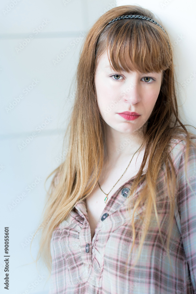 Depressed, sad woman on white background Depressed, sad woman on white background