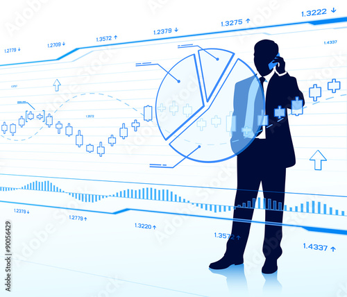 Businessman looking at touch screen