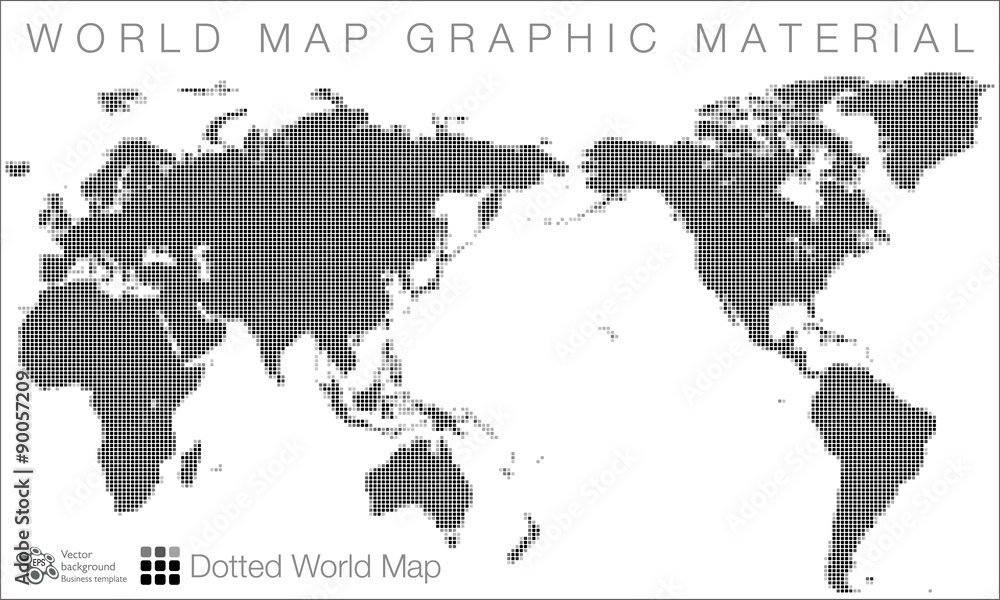 World Map #Vector Illustration, Halftone Dot Pattern