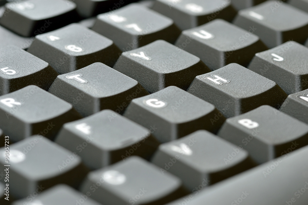 Computer keyboard. Close up of keys, focusing on the letter H Computer keyboard. Close up of keys, focusing on the letter H