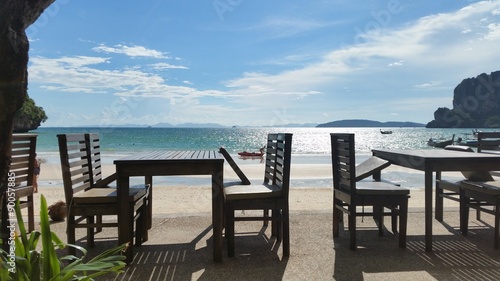 Krabi beach dining setting