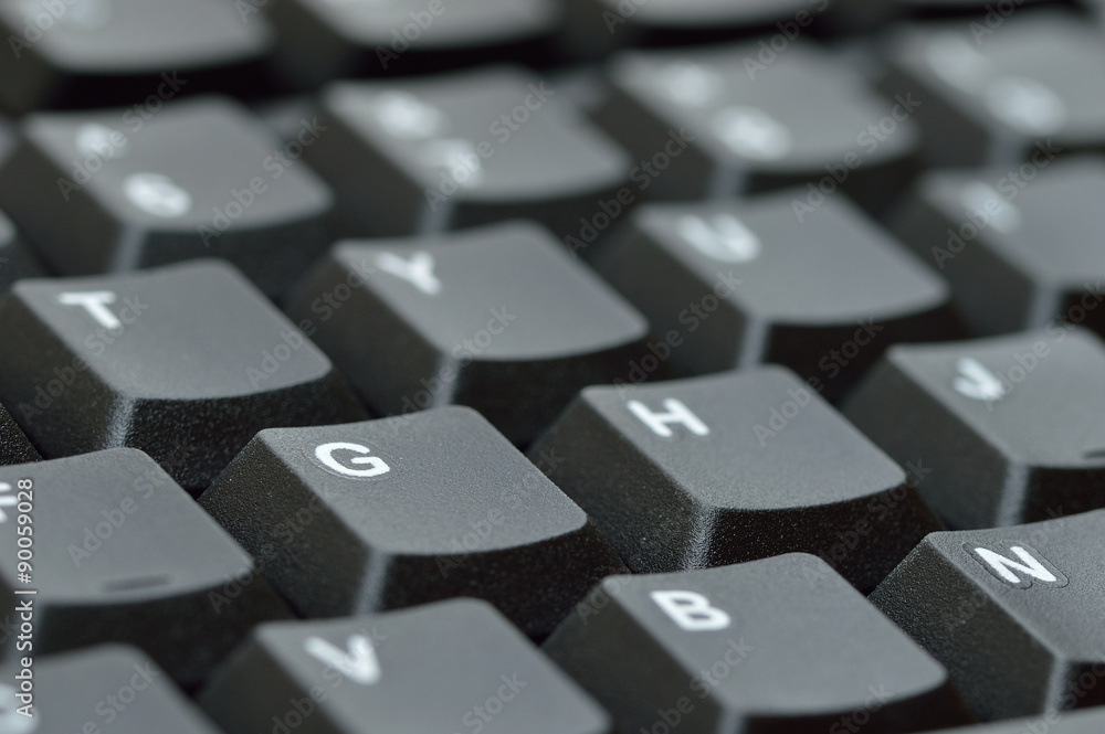 Computer keyboard. Close up of keys with shallow depth of field. 