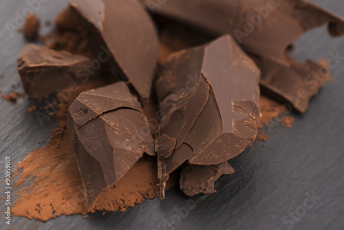 Chopped chocolate with cacao