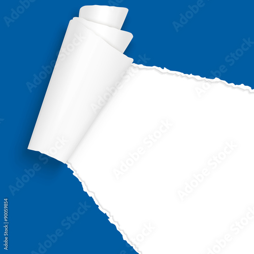 ripped open paper blue