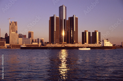 Skyscrapers by the water in Detroit
