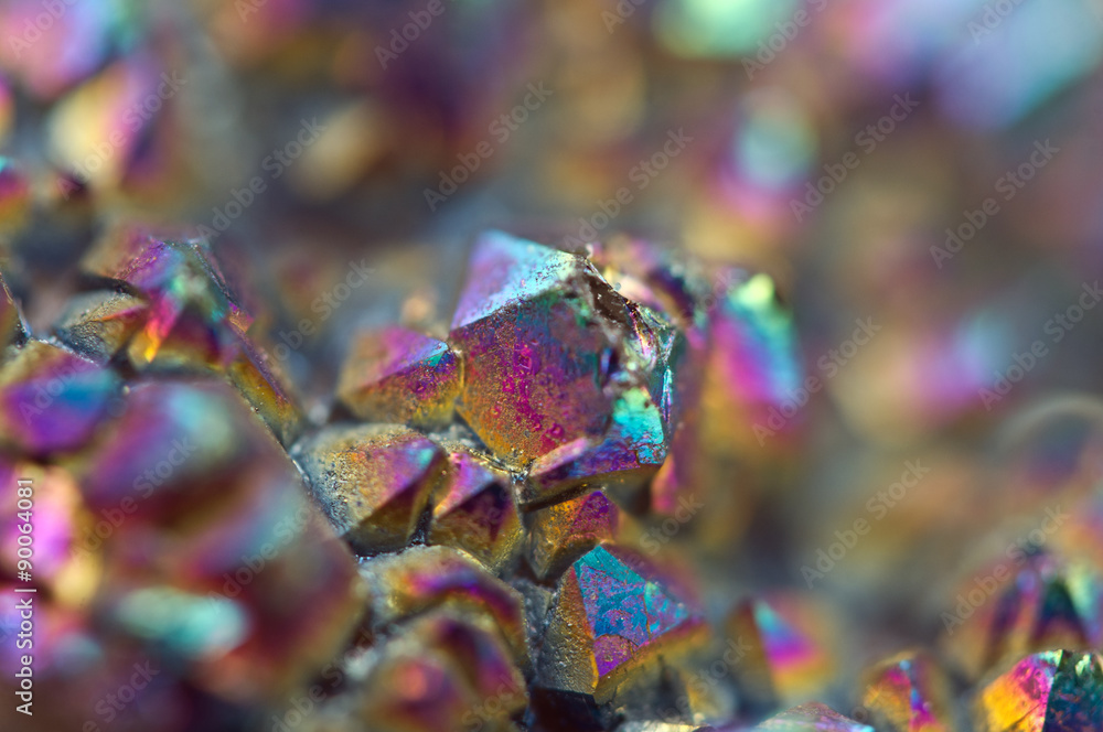 Multi-coloured crystals macro