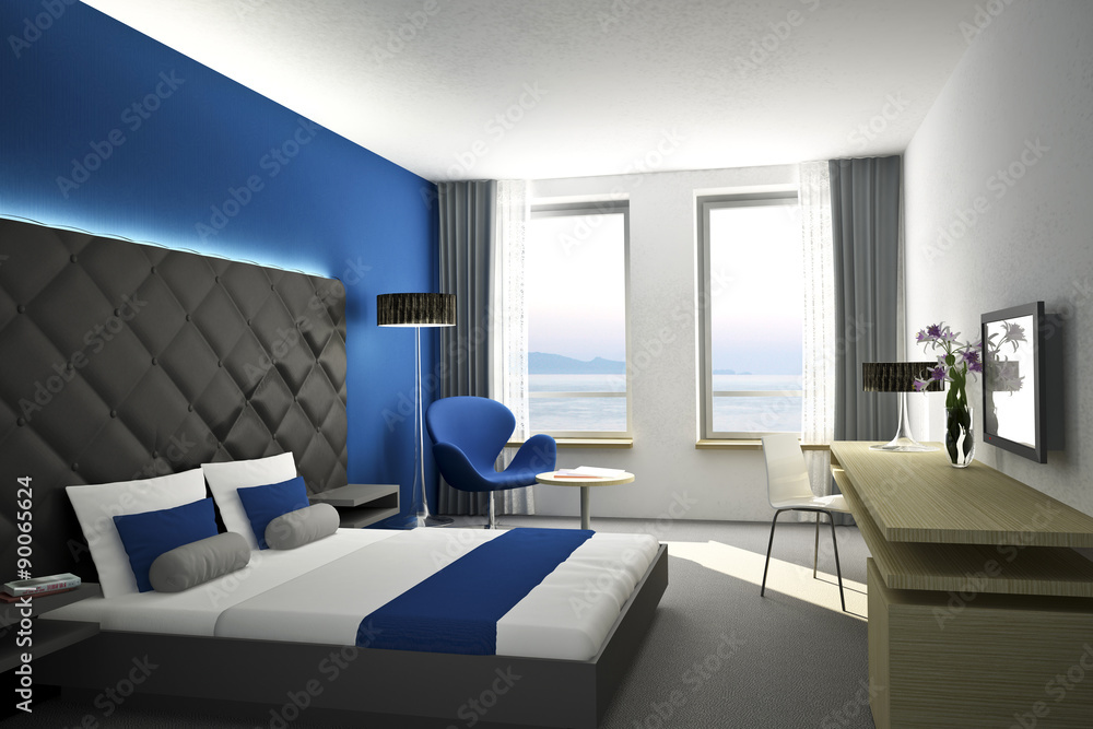 Fototapeta premium Hotelzimmer Blau