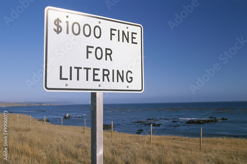 Sign with fines for litter