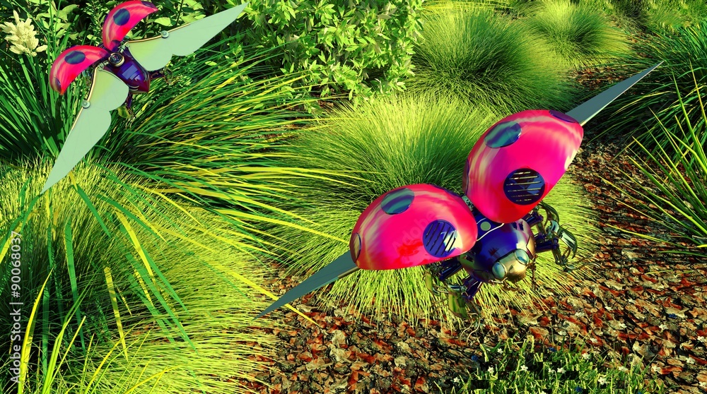 Obraz premium Coccinella Meccanica Robot Steampunk, 3d