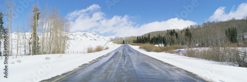 Road through snow covered countryside, Colorado