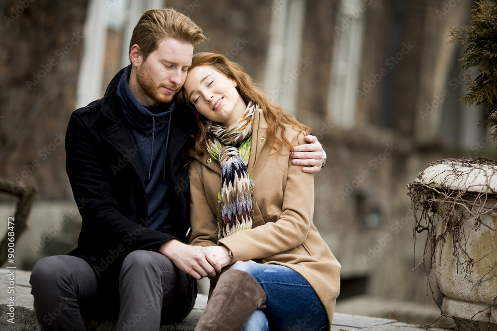Young red hair couple at outdoor Young red hair couple at outdoor