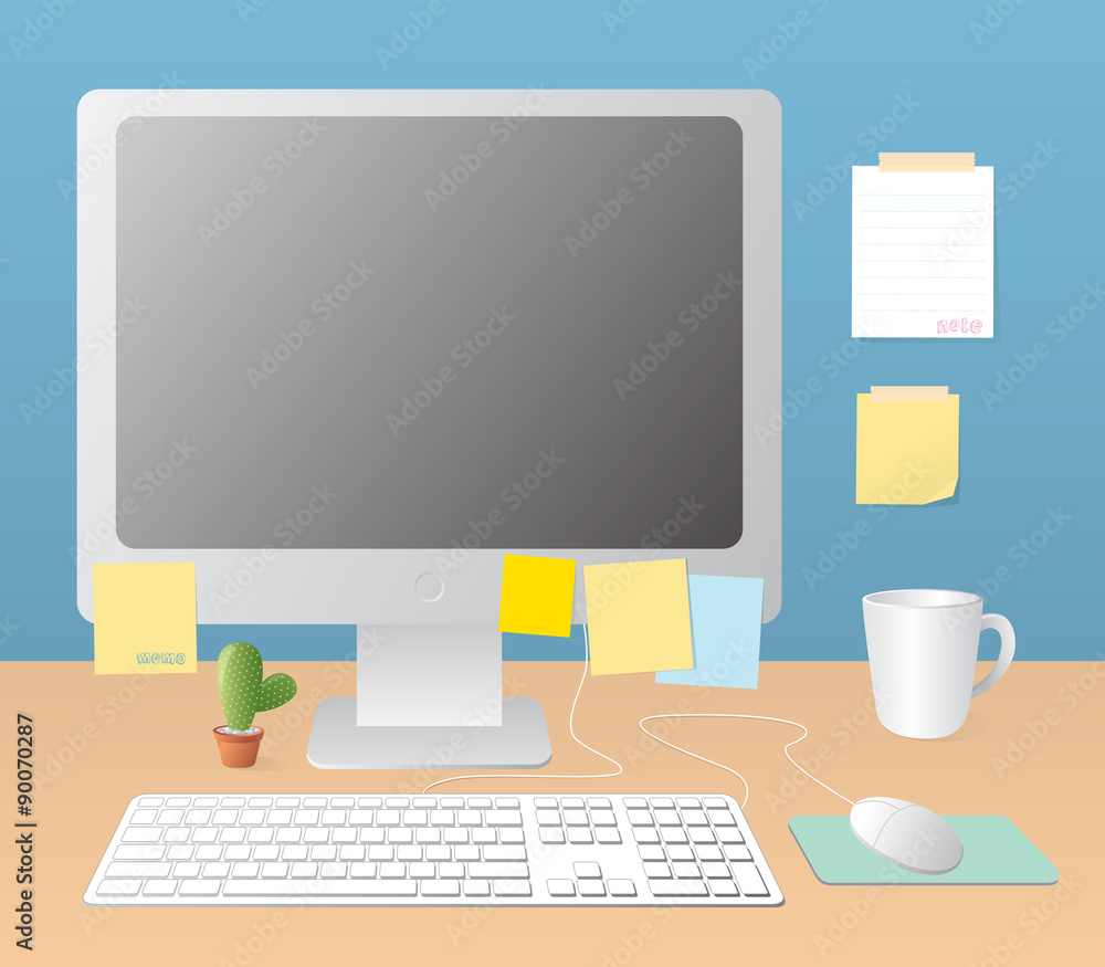 workspace and monitor computer vector illustration workspace and monitor computer vector illustration