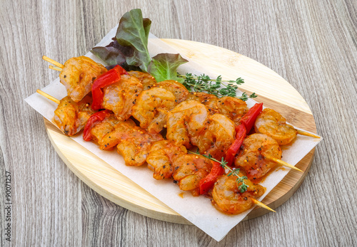 Raw prawn skewer