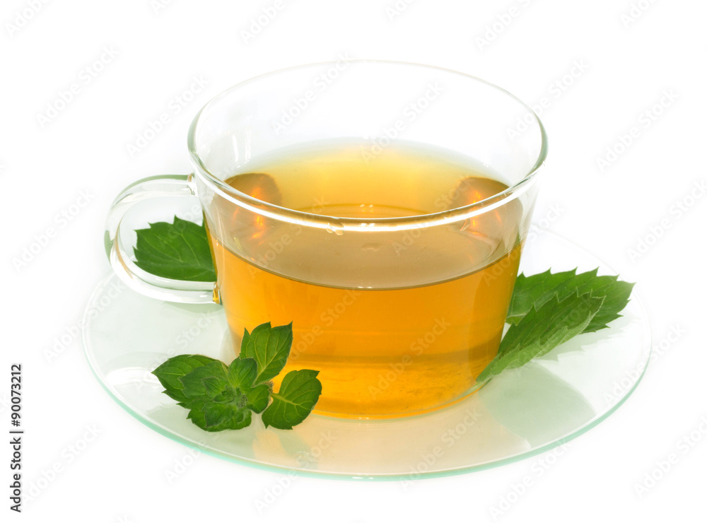 Cup of tea with lemon and mint isolated Cup of tea with lemon and mint isolated
