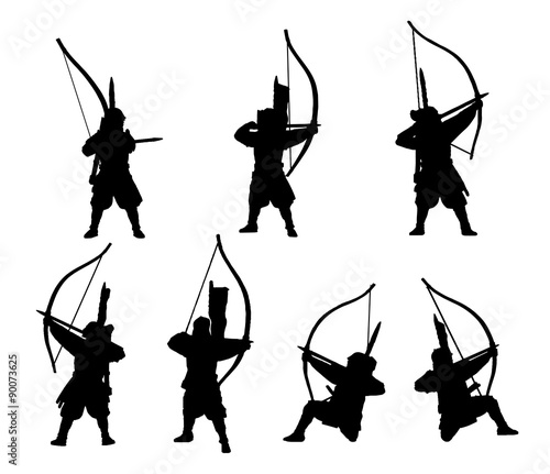 Samurai-archers silhouette set