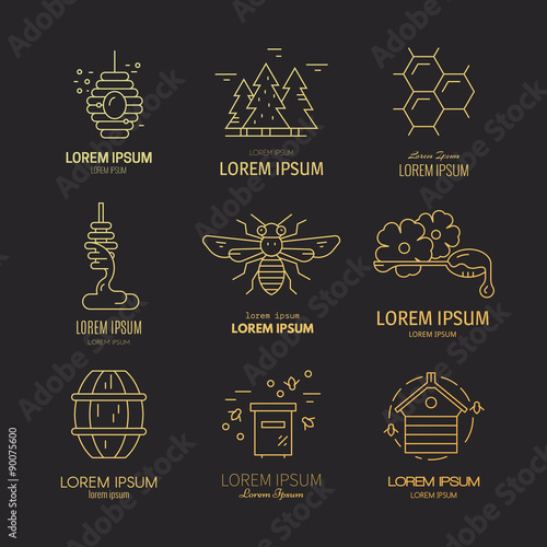 Vászonkép Honey Logotypes