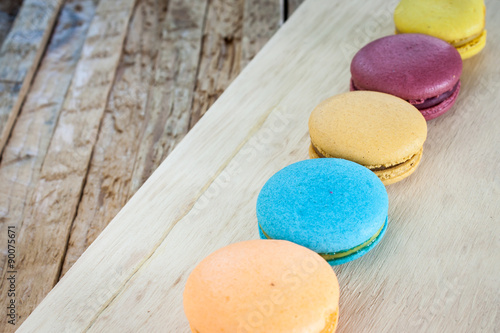 Colorful macaron on wooden