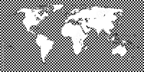 World Map Checkered Black 1 Big Squares