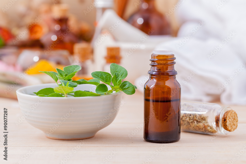 Natural Spa Ingredients essential oil with oregano leaves for ar Natural Spa Ingredients essential oil with oregano leaves for ar