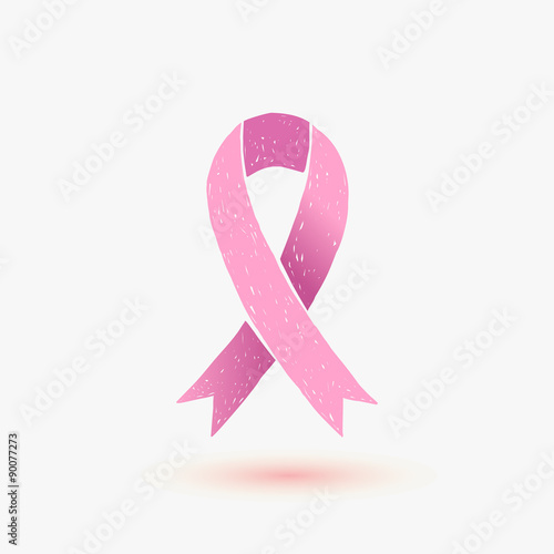 Vector hand drawn pink ribbon - breast cancer awareness symbol