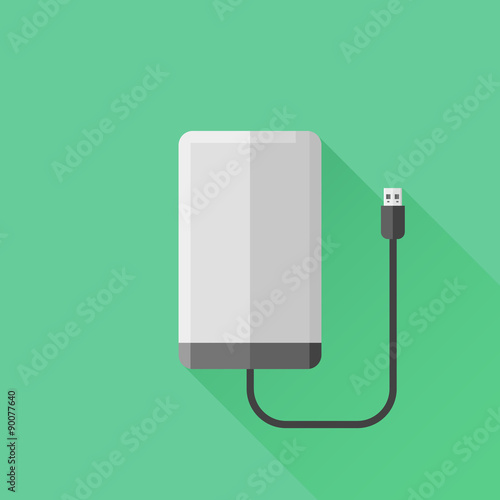 Portable hard drive disk flat icon