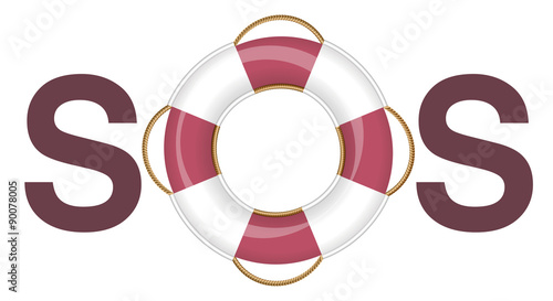 SOS Lifebuoy - isolated vector illustration on white background.
