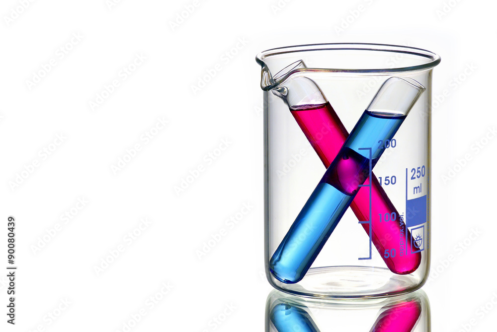 Isolated Test Tubes in Beaker Creating Big X Isolated Test Tubes in Beaker Creating Big X