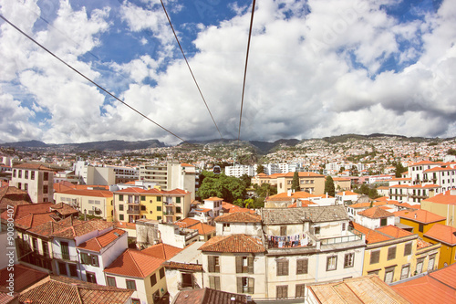 Wide view photo from cable car on madeira island.
