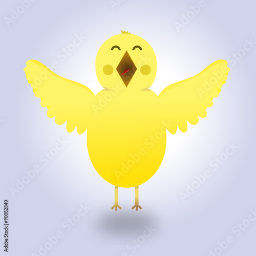 Vector yellow cartoon chiken