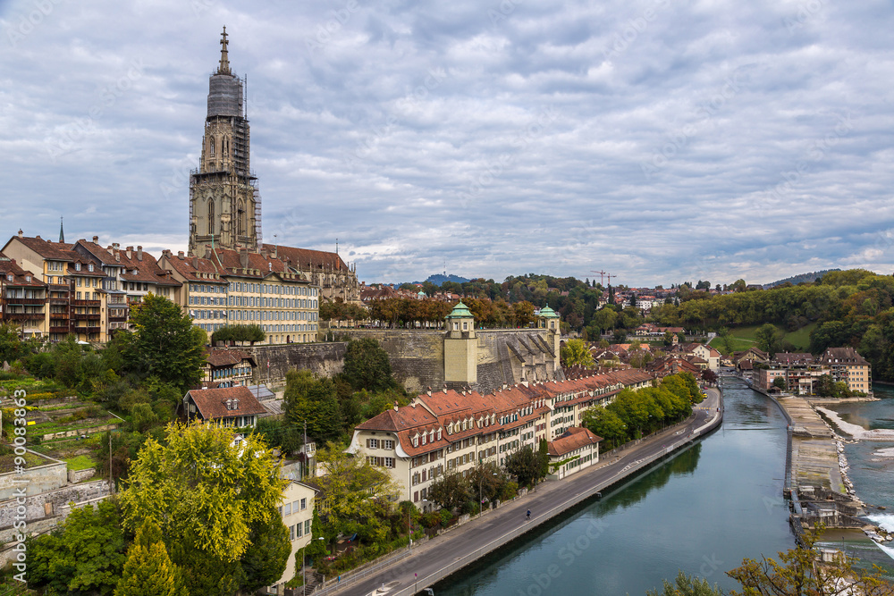Fototapeta premium Bern and Berner Munster cathedral