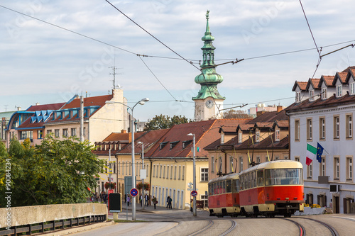 Red tram in Bratislava