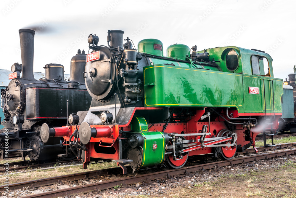 Two old steam Czechoslovak locomotives in museum