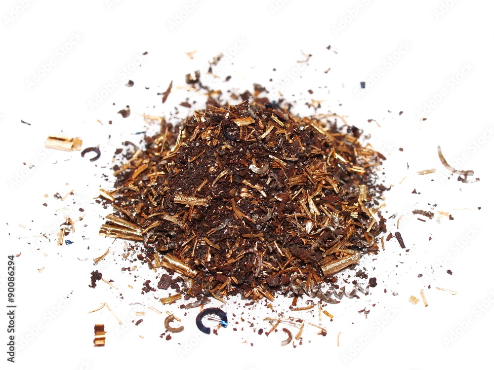pile scrap metal shavings isolated on white background, with clipping path pile scrap metal shavings isolated on white background, with clipping path