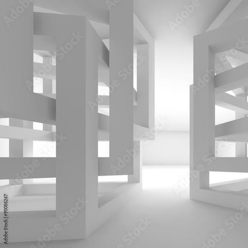 Abstract empty white modern interior fragment