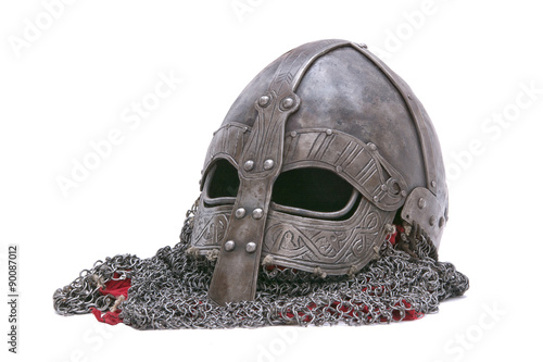 Viking helmet on a white background