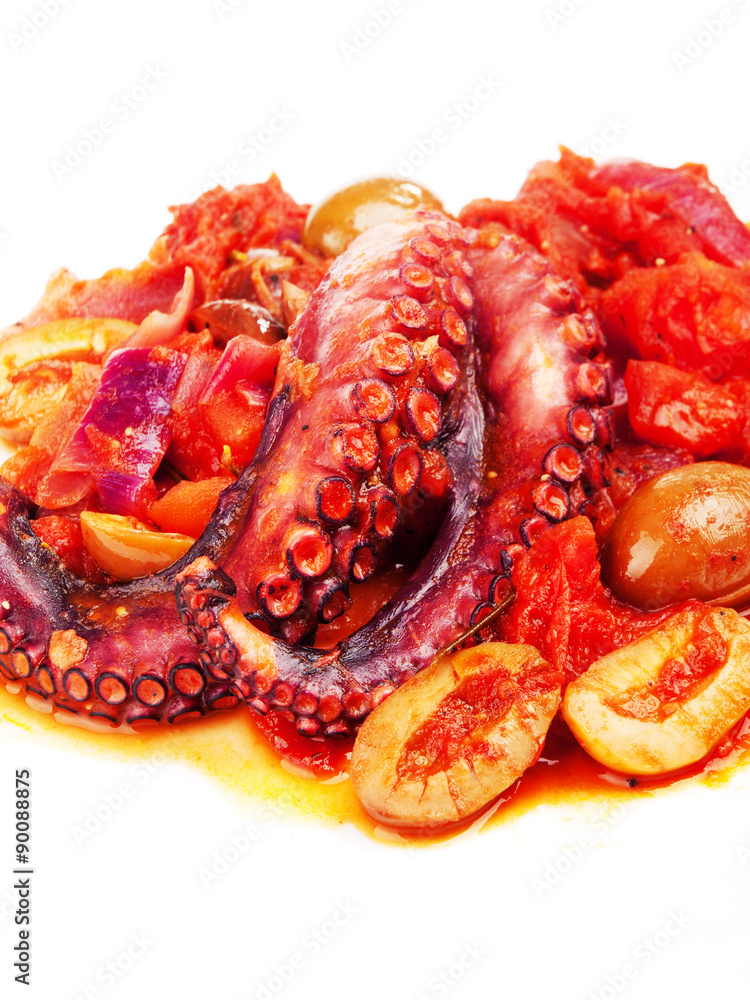 Octopus with tomato sauce and olives Octopus with tomato sauce and olives