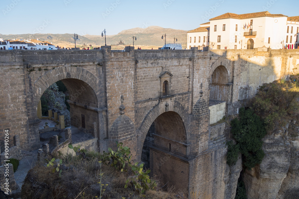 View of Ronda old stone bridge, Malaga, Spain